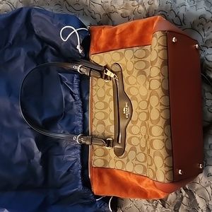 Coach Kleo Carryall In Signature Canvas and suede.